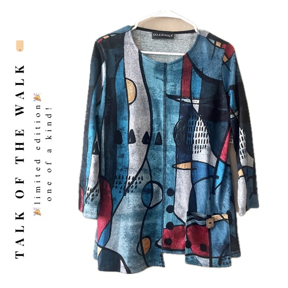 🏷️🎉🆕 nwt! • multicolor abstract geometric front button pocket tunic - Picture 4 of 17